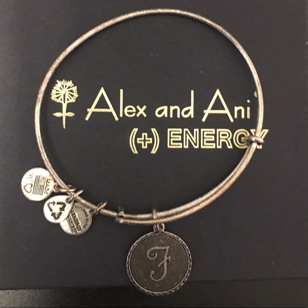 Alex and Ani silver letter F bracelet